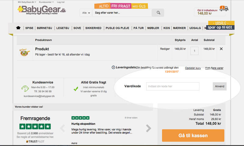 Babygear værdikode